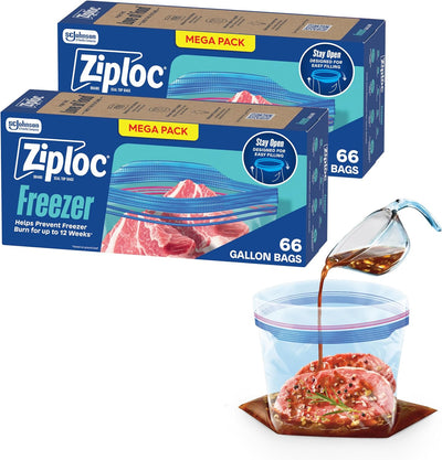 Bolsas Ziploc congelador 1gal diseño abierto 132uds