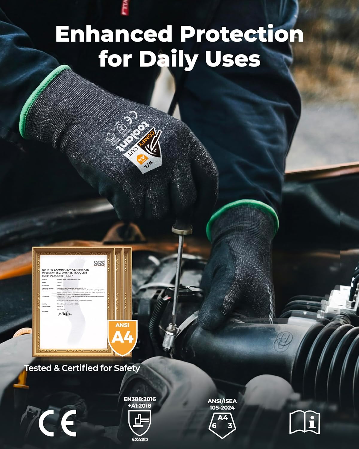 Guantes trabajo ANSI EN388 comodidad piel L 12 pares