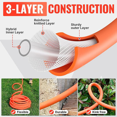 Manguera jardín 5/8pulg x100ft accesorios ergonómicos 600PSI