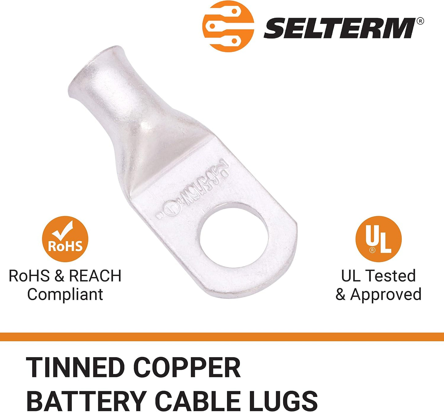 Terminal anillo cobre estañado 6 AWG 5/16" 10uds