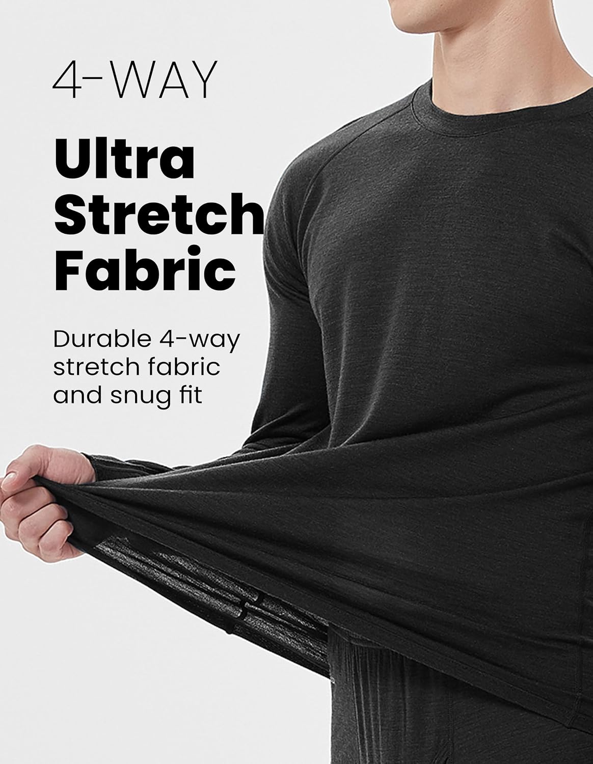 Conjunto capa base lana merina térmica para hombre esquí