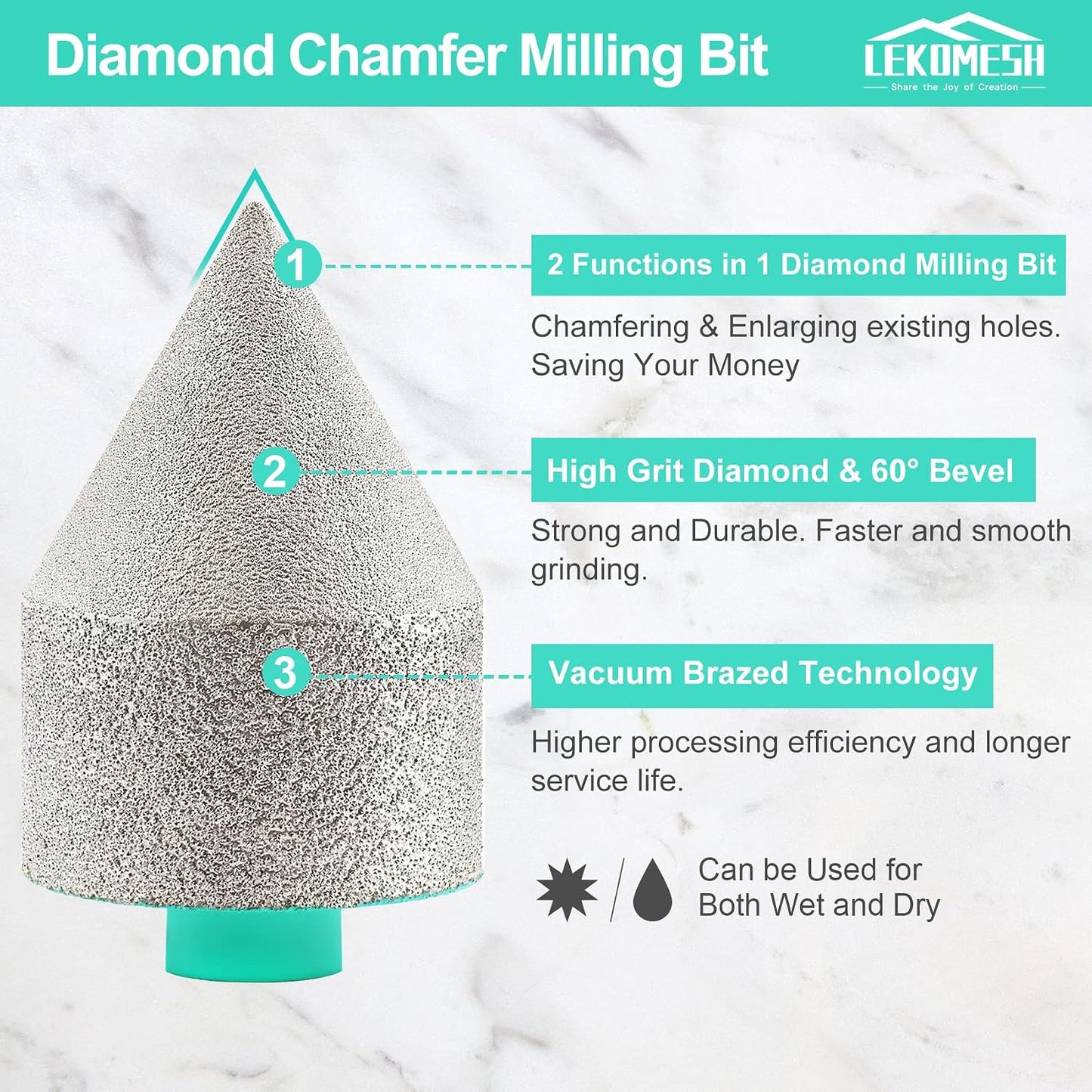 Brocas diamante biseladas para amoladora 2x5/8 pulg