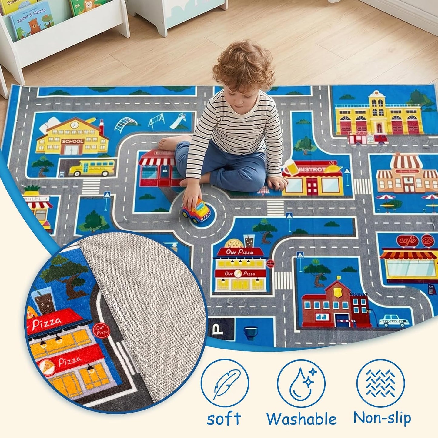 Alfombra set niños 47x71" antiderrap suave lavable