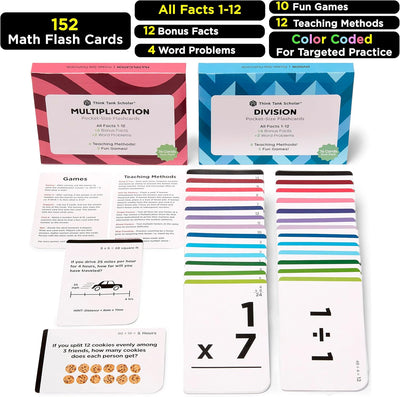 Tarjetas matemáticas multiplicación división 1–12