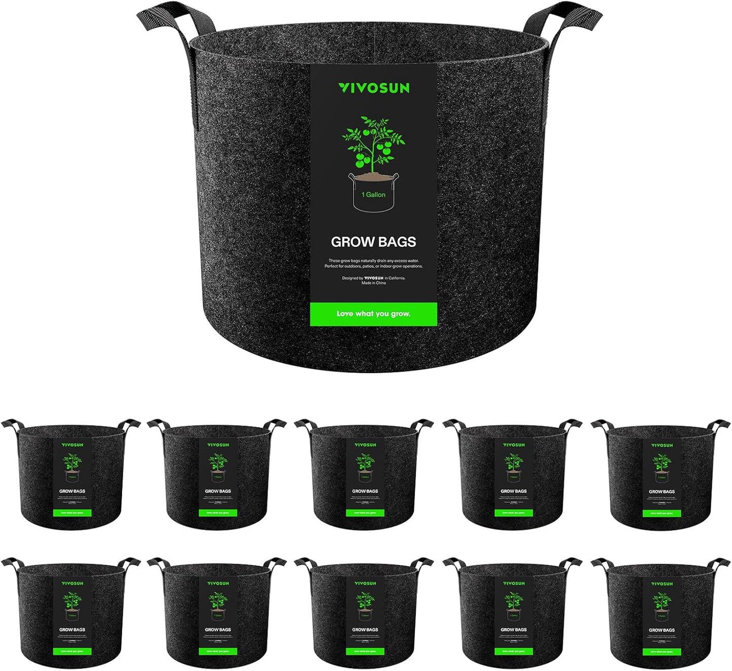 10 Pzas Bolsas Cultivo 1gal Tela Reforzada Negro
