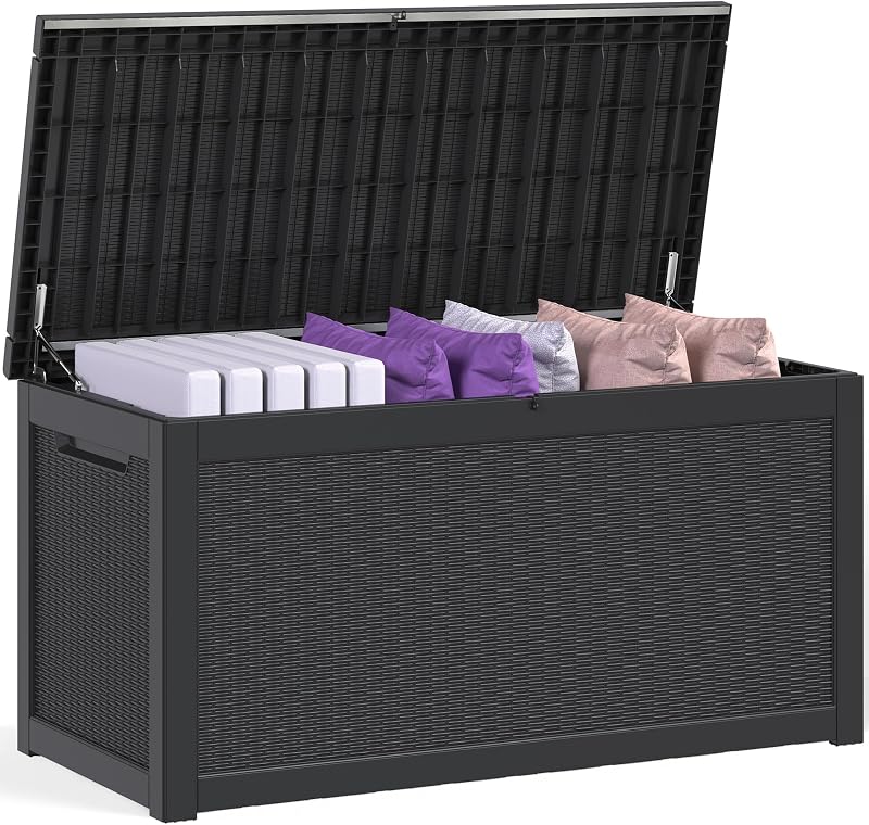 Caja almacenamiento exterior 260gal resina impermeable