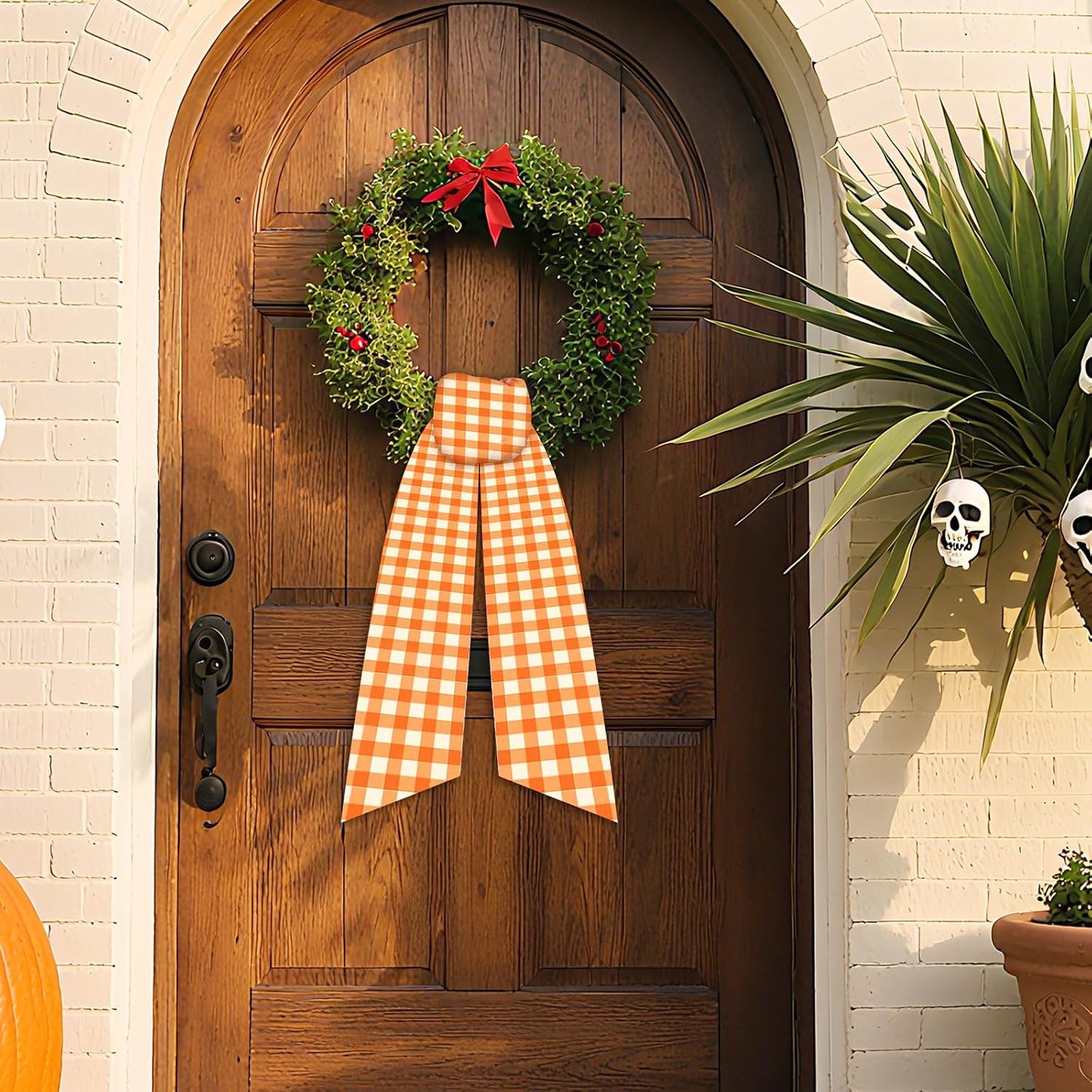 Faja corona otoño naranja puerta 60" 2uds
