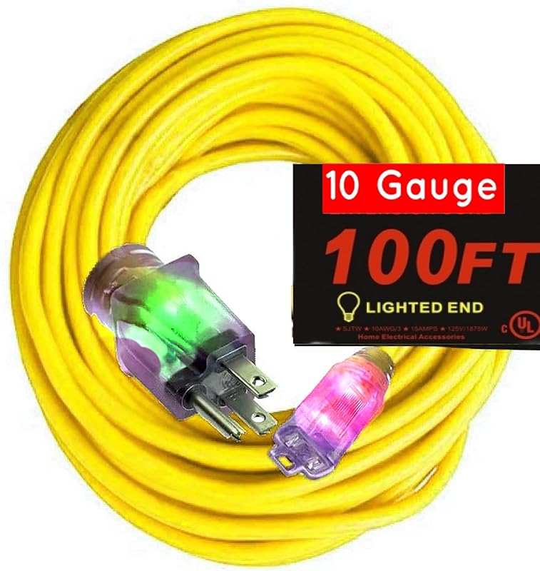 Cable extensión 100ft 15A enchufe 10/3 grado contratista
