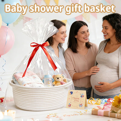Cesta de cuerda blanca para regalos 12x8x5