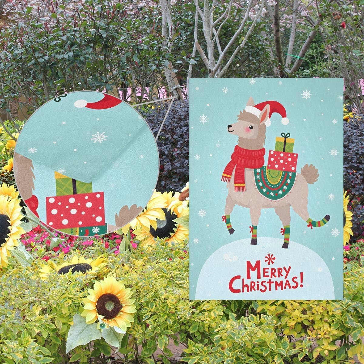 Banderas jardín tela llama Navidad 12x18" poliéster