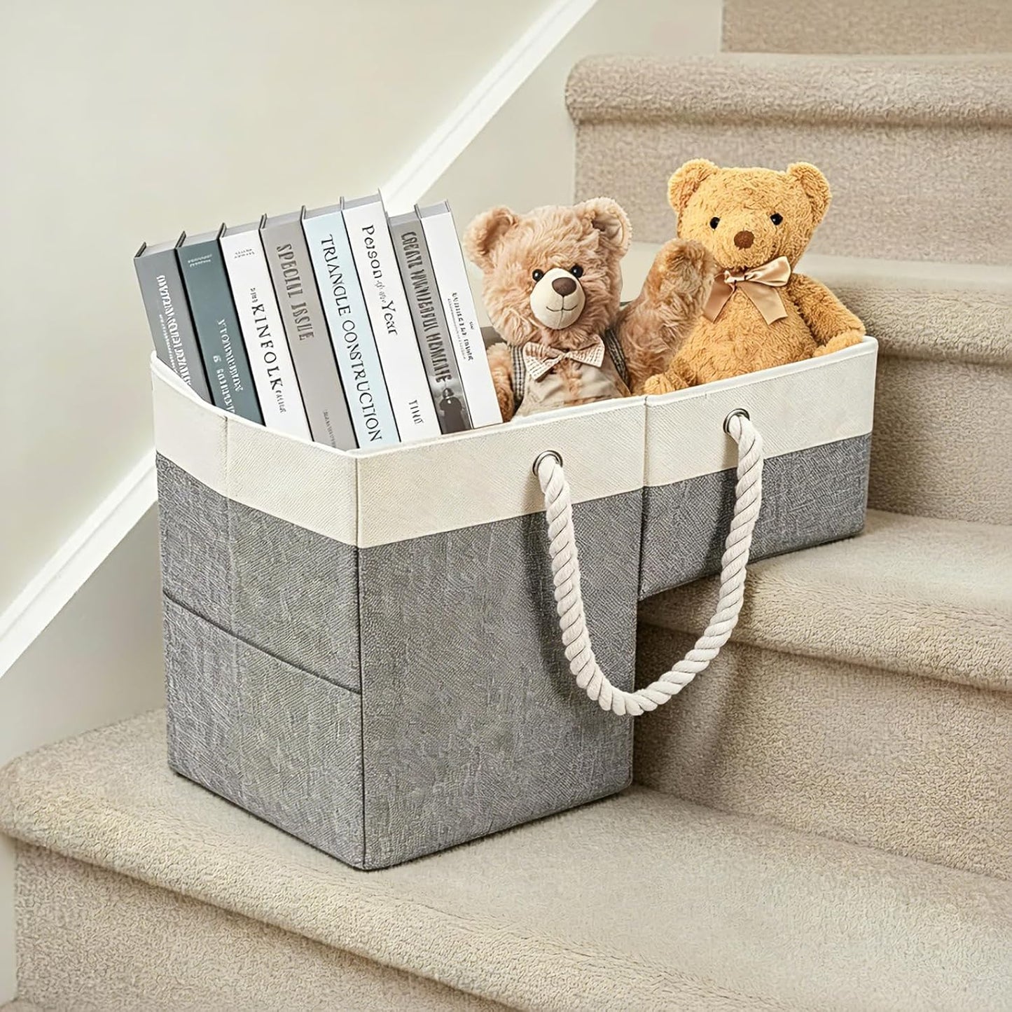 Cesta escalera 16x10x8pulg con asa organiz. plegable