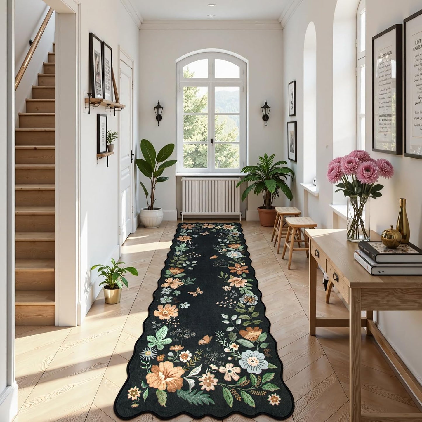 Alfombra antiderrap pasillo cocina 2x8pulg negro/gris