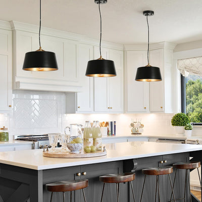 Lámpara colgante moderna negro y dorado para cocina comedor