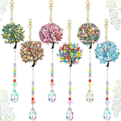 Set 6 Atrapasoles Diamantes Árbol Vida Decoración Pared