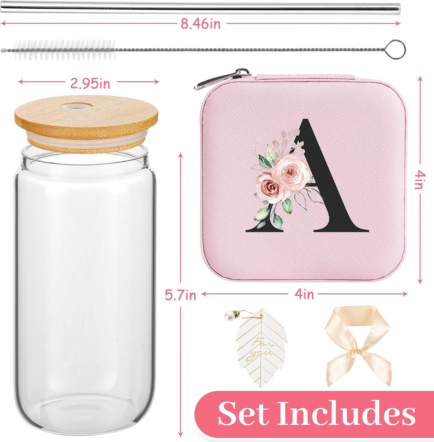 Tazas vidrio con tapa y pajita regalo Navidad
