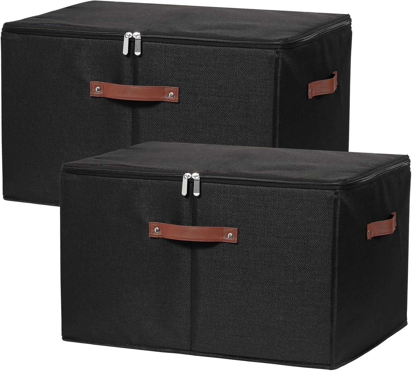 2 Cajas Plegables Almacenamiento con Tapa Tela Lino