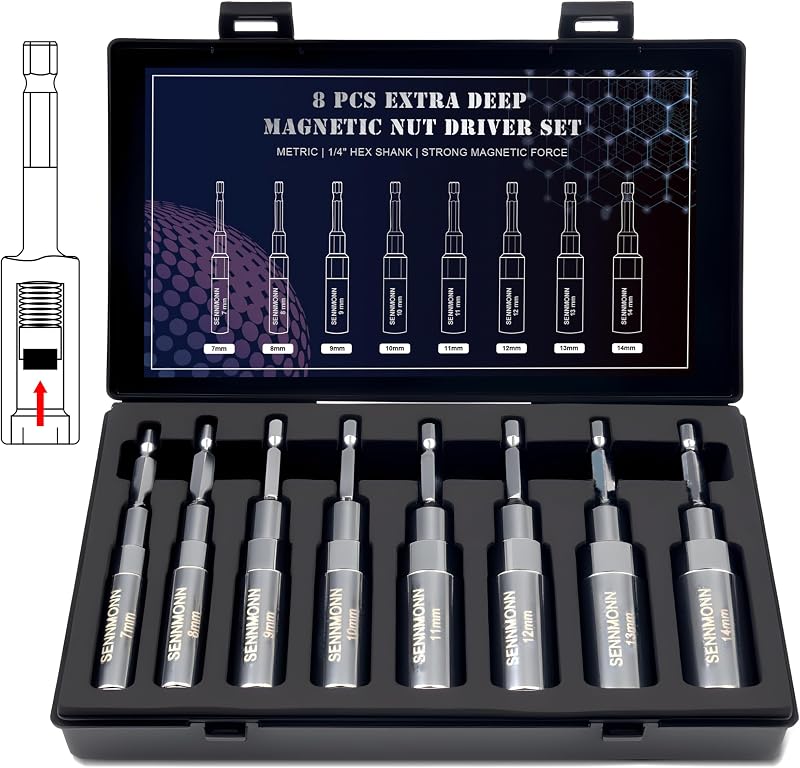 Set 8 Pzas Llaves Tuercas Magnéticas 1/4"