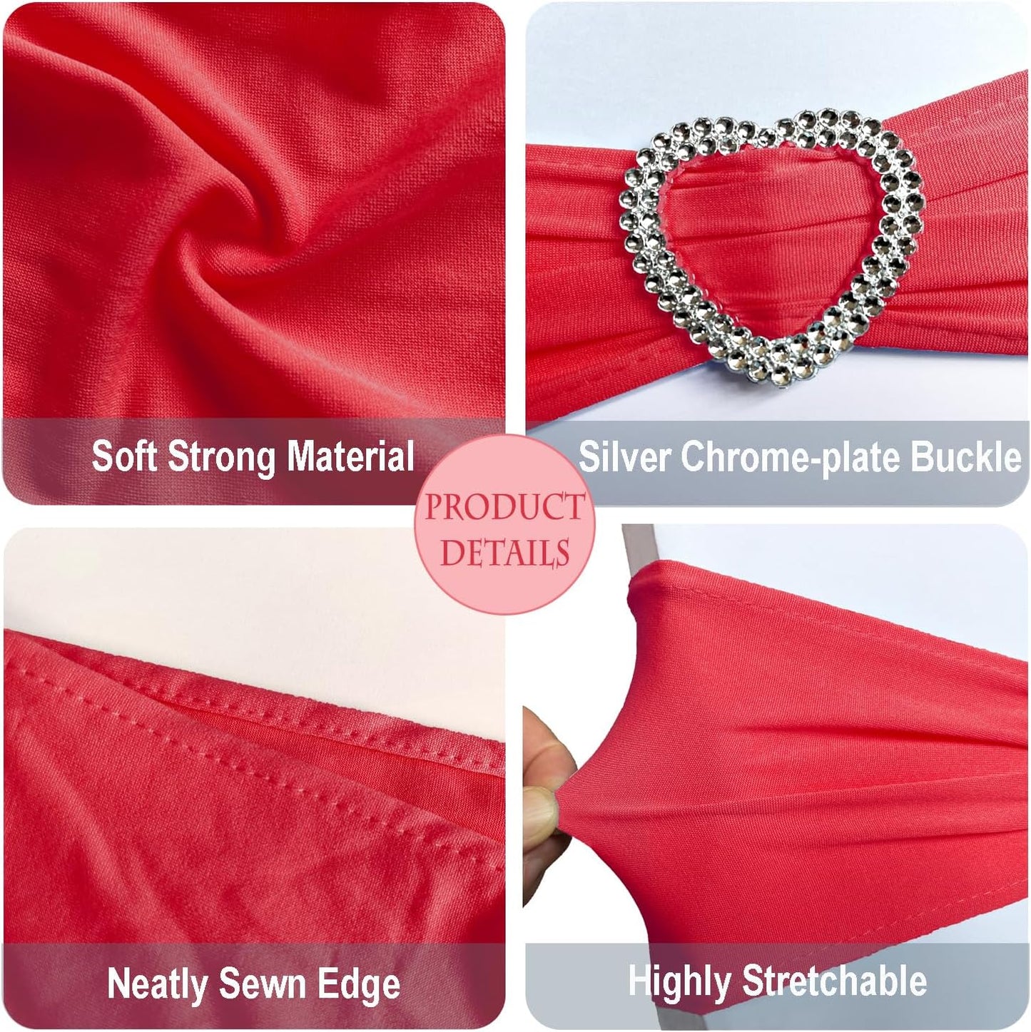 30 Bandas rojas para silla con hebilla corazón decoración