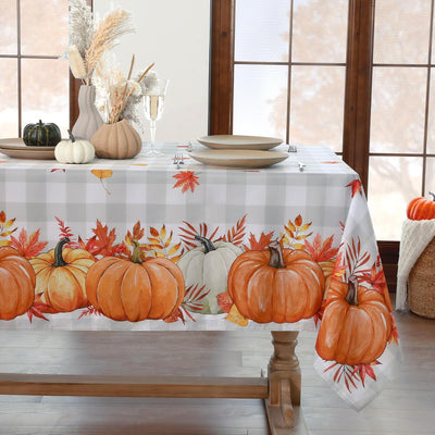 Mantel rectangular 60x84pulg gris a cuadros resistente manchas