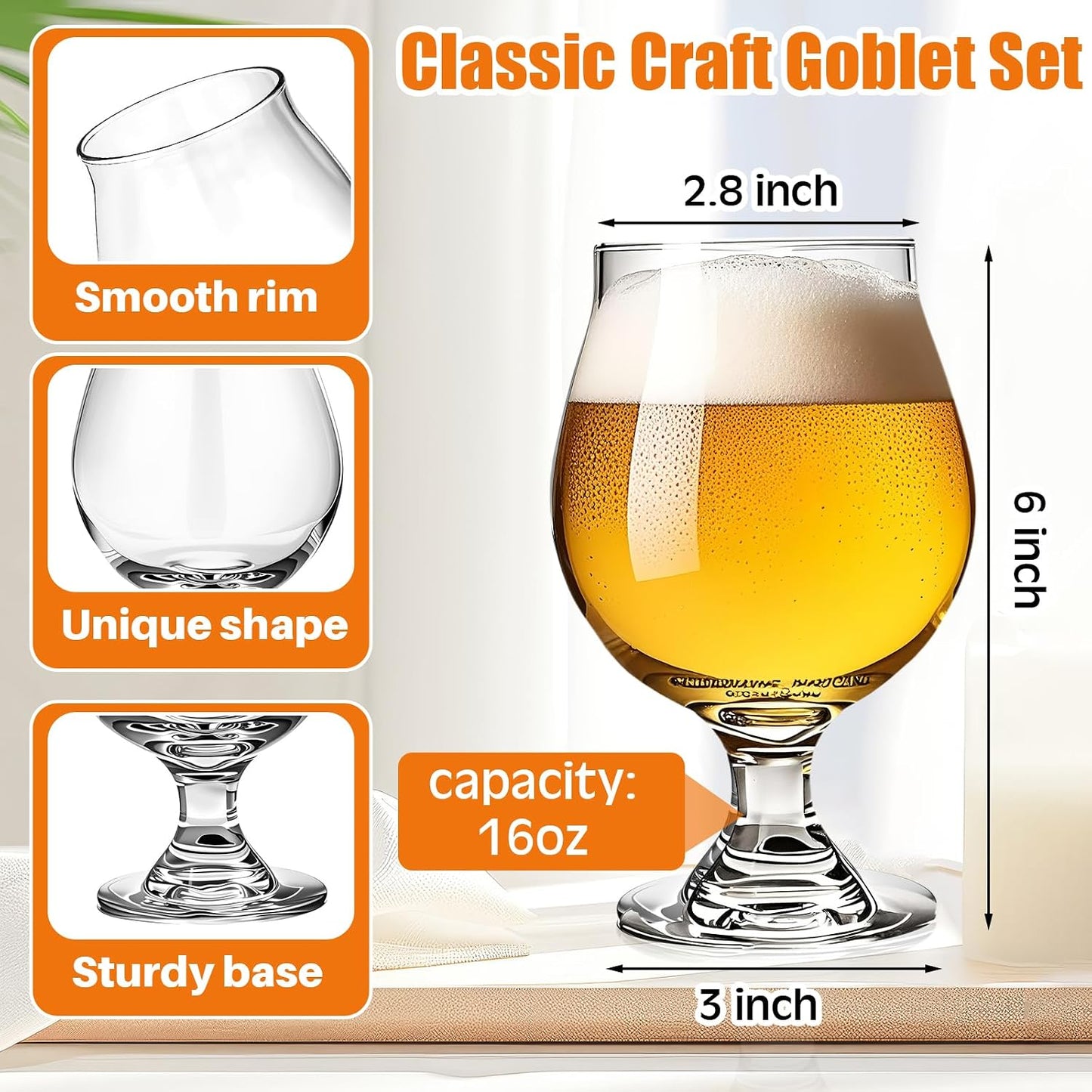12 Pzas Vasos 16oz Estilo Tulipán para Degustación