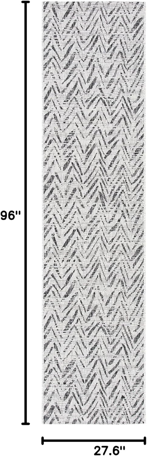 Alfombra pasillo Courtyard 2.3x8ft gris y negro lavable