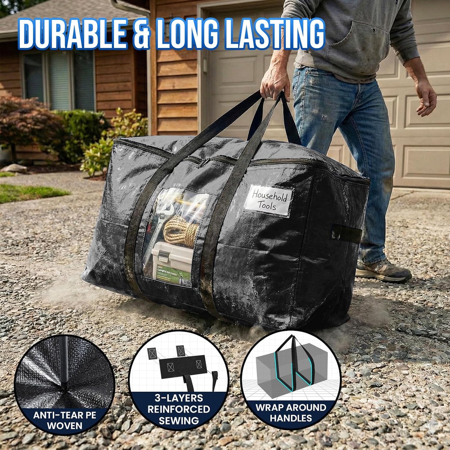 Bolsas mudanza grandes pack 2 negras resistentes con ventana