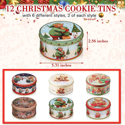 12 Latas Galletas Navidad con Tapas para Regalo