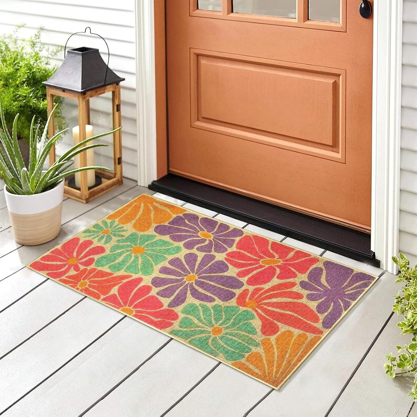 Tapete floral antiderrap para puerta interiores exteriores