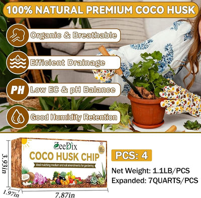 4 Pzas Chips Coco Orgánico para Plantas y Terrarios