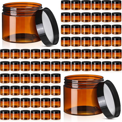 100 Tarros Plástico Ámbar 2oz Tapas Herméticas