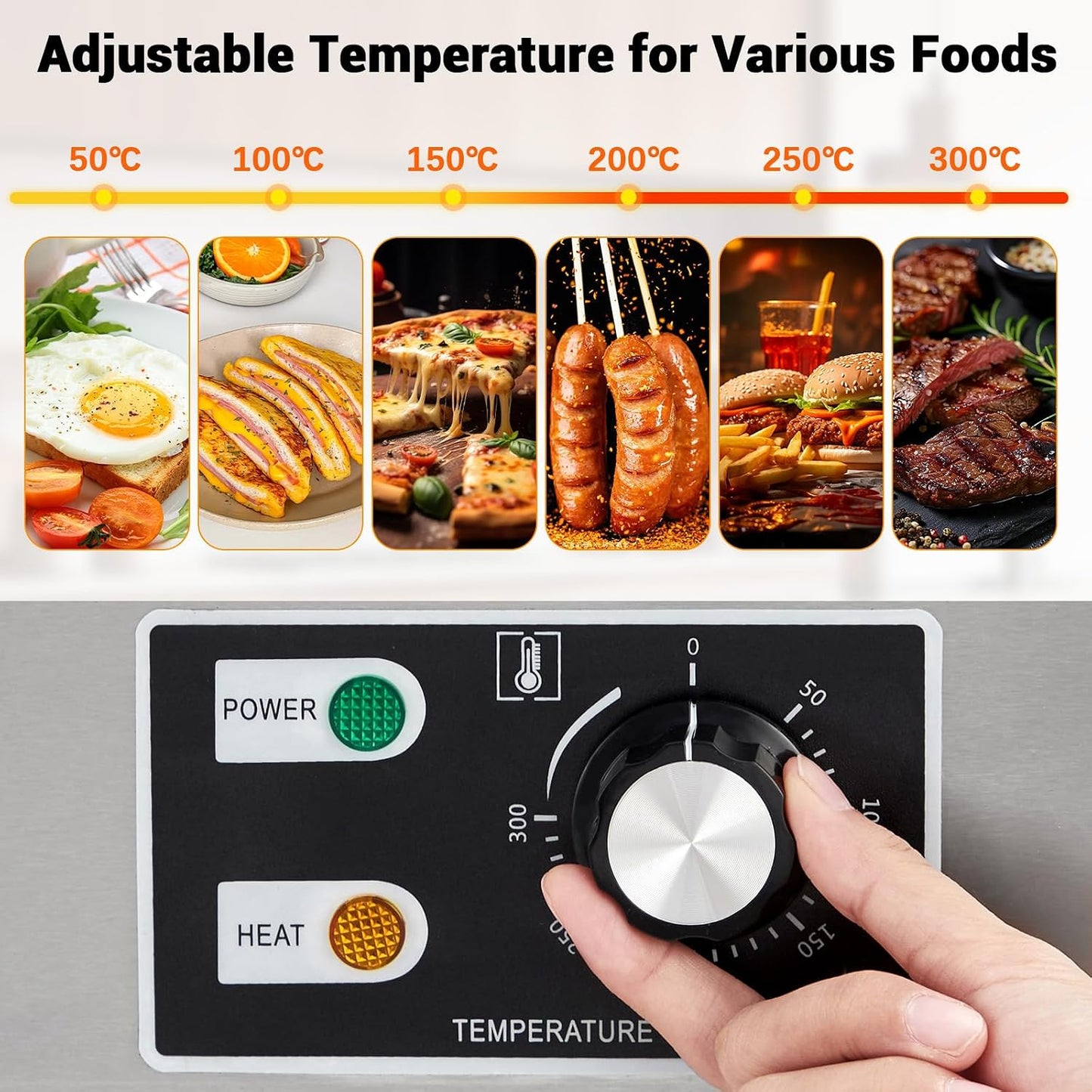 Plancha eléctrica 14pulg acero inox con cepillo Teppanyaki
