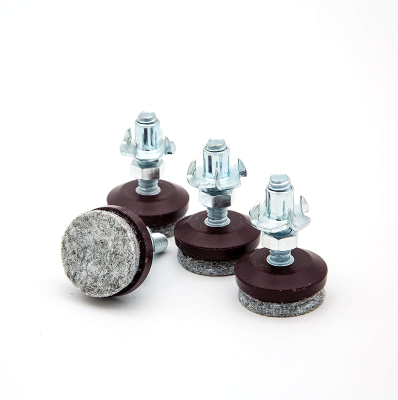 4 Patas niveladoras ajustables para muebles con fieltro madera dura