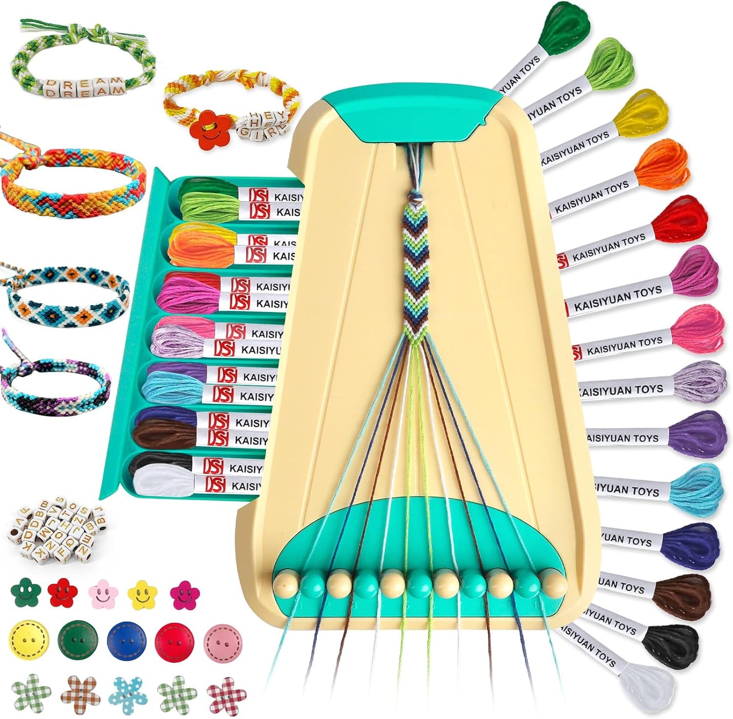 Kit fabricación pulseras amistad niños con hilos y cuentas