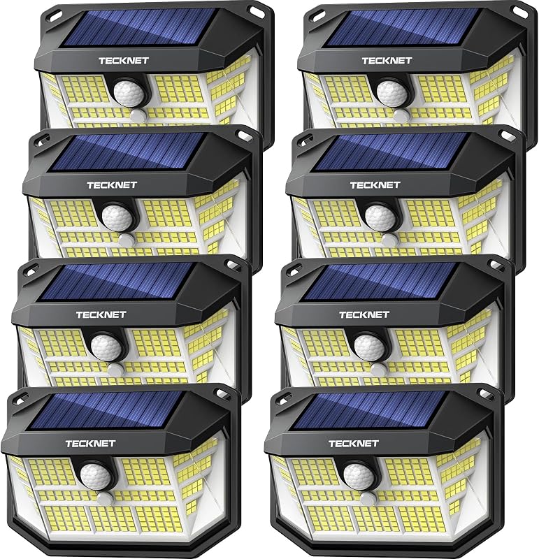 8 Luces LED Solares PIR 300° IP65 Impermeables