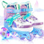 Patines Sirena Ruedas Iluminadas 4 Tamaños Niñas Azul Morado