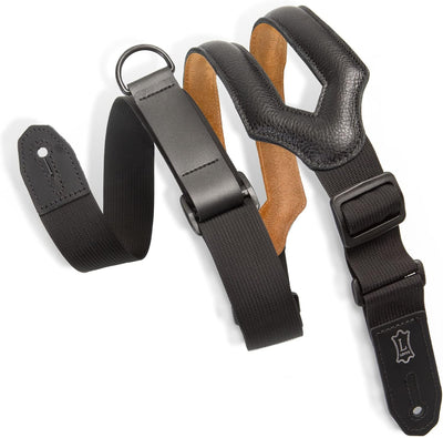 Correa guitarra cuero acolchado 3pulg ajuste rápido negro
