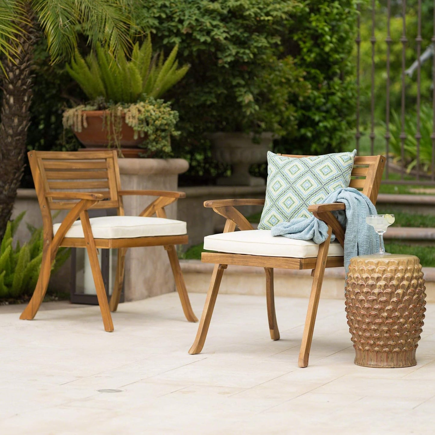 Set 2 sillas acacia para exteriores acabado teca