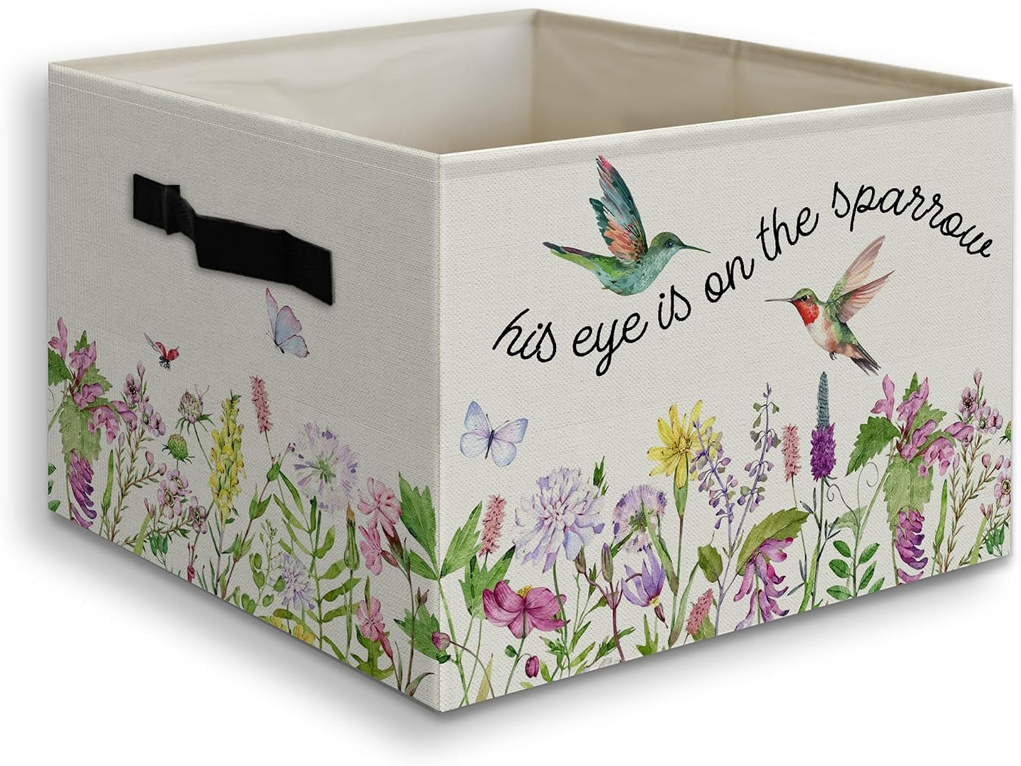 Caja plegable cristiana colibrí con asas para dormitorio