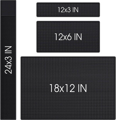4 Tapetes Goma Gruesa Antideslizante Negro 12x3 12x6 18x12