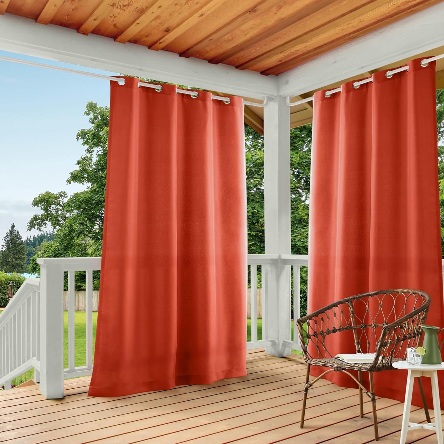 2 Cortinas con ojales para interior y exterior
