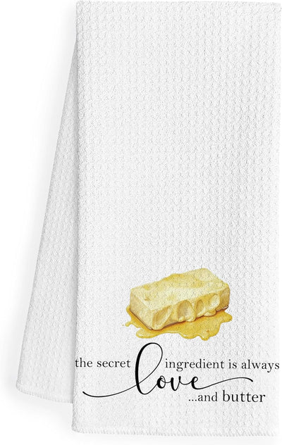 Toallas de cocina decorativas con mensaje de amor y mantequilla