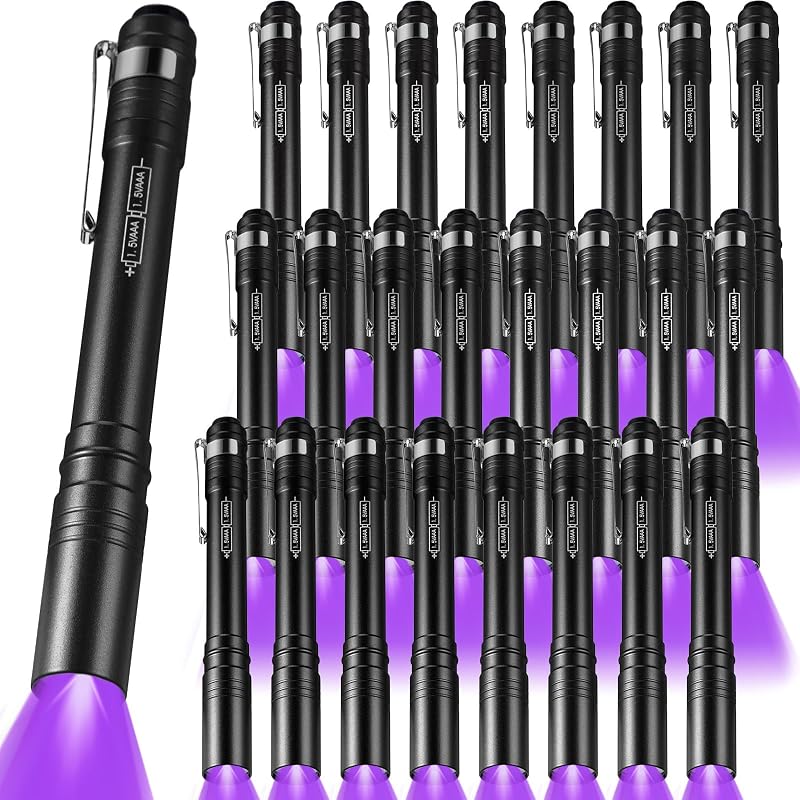 24 Linternas UV 395nm con clip para detección orina mascotas