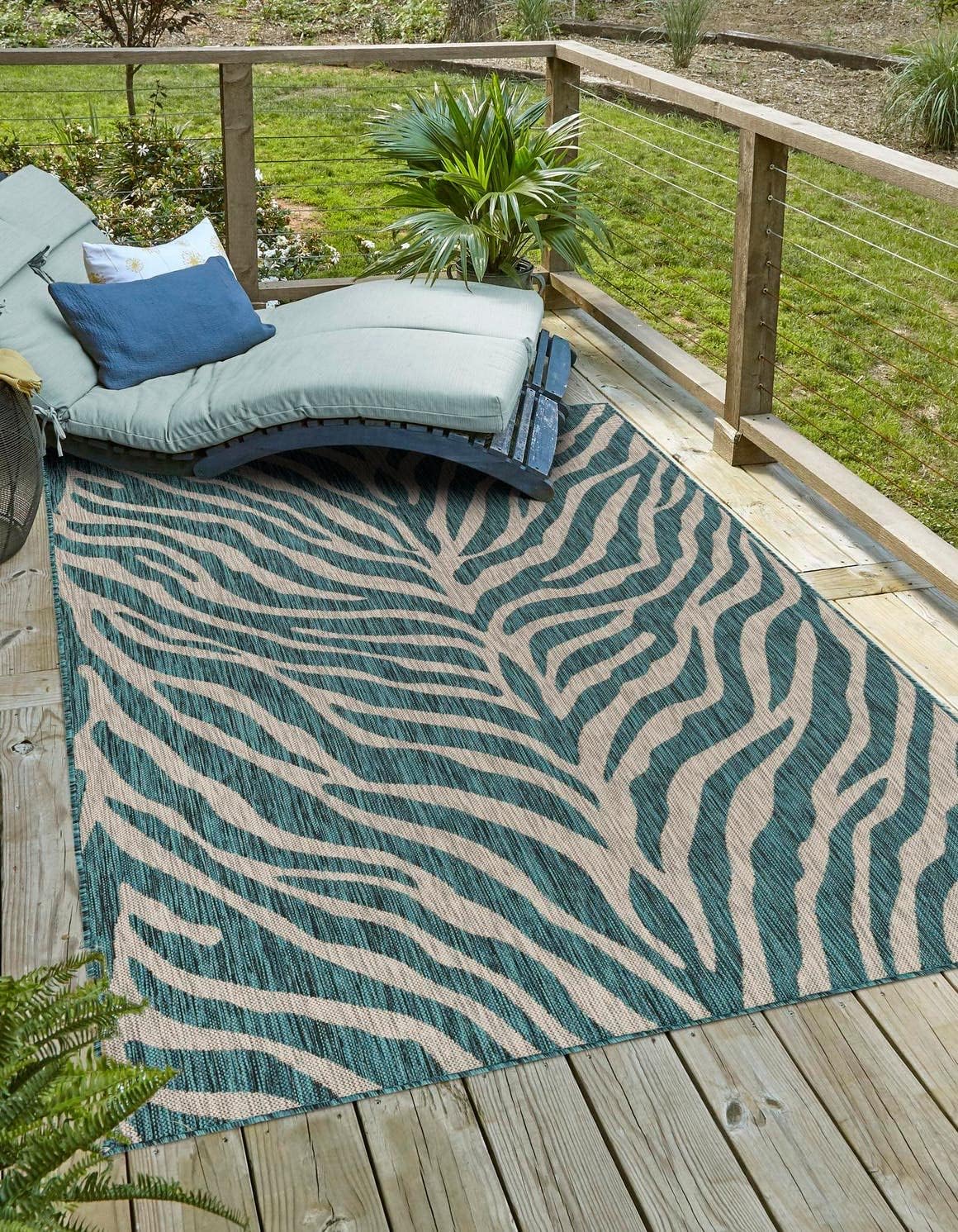 Alfombra área Tsavo 4x6ft rectangular verde azulado