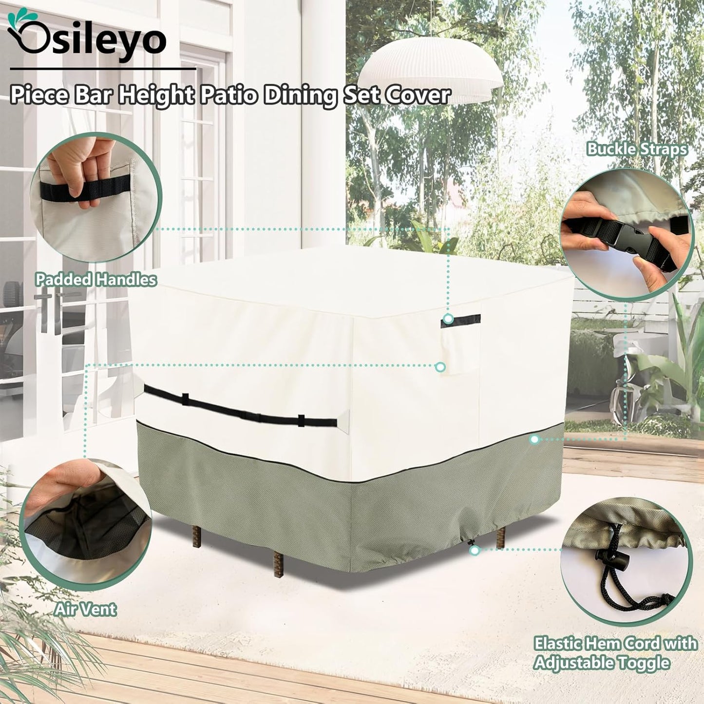 Funda cuadrada mimbre 66pulg para mesa y sillas patio