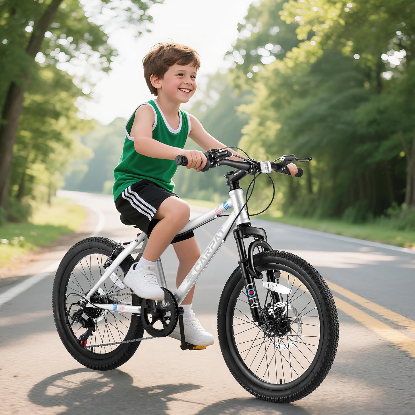 Bicicleta montaña niños 20/24pulg 7 vel. susp. freno disco