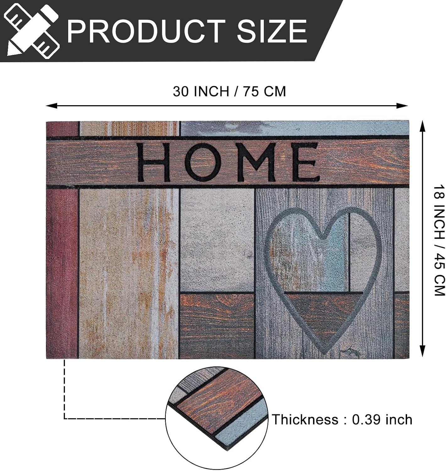 Felpudo puerta entrada exterior goma antiderrap 18x30"