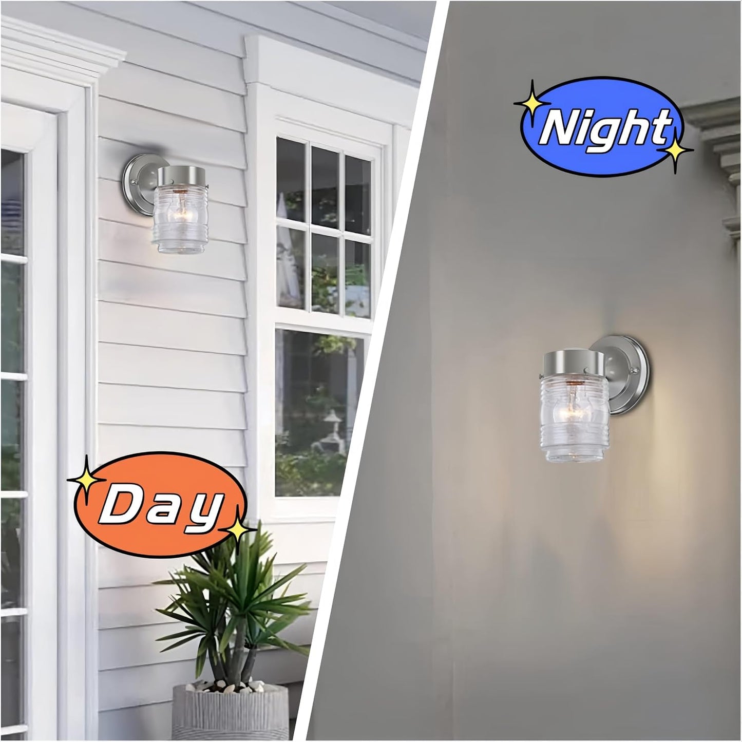 2 Lámparas Exteriores Níquel Cepillado Aplique E26 Impermeable