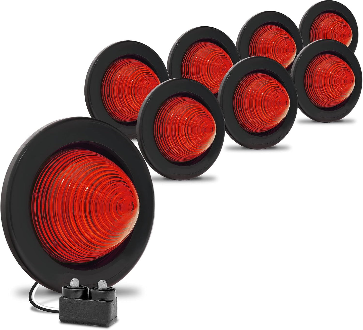 Luz LED redonda roja IP67 para barco remolque 8 pzas