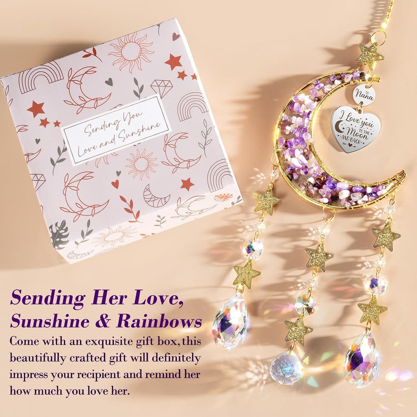 Regalo único para abuela Gigi atrapasoles cristal luna
