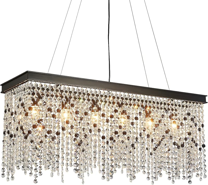Candelabro cristal negro 6 luces para comedor y bar